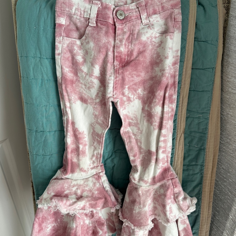 Kids Pink Tie-Dye Flared Jeans